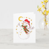 星空のサンタ雪だるまのグリーティングカード カード (黄色い花)