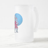 星空のサンタ、クリスマスプレゼントの袋やおもちゃを フロストグラスビールジョッキ (正面右)