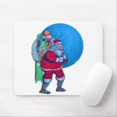 星空のサンタ、クリスマスプレゼントの袋やおもちゃを マウスパッド (マウス)