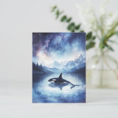星空のシャチのクジラの山の湖 ポストカード (スタンド正面)