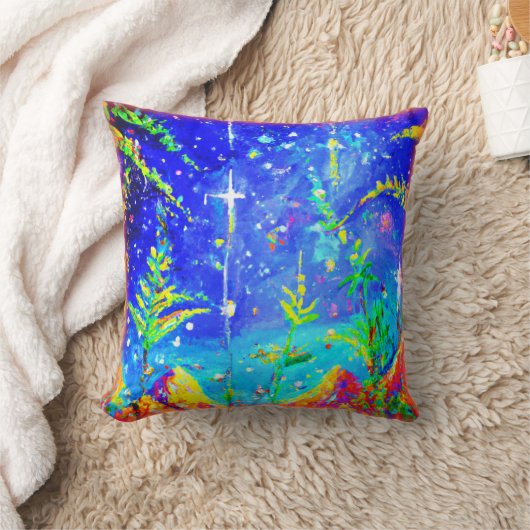 「星空のジャングル」かわいい絵画と。買今 クッション (ブランケット)