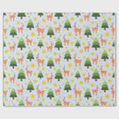 星空のトナカイの夜クリスマスツリーライトブルー ラッピングペーパー (フラット)