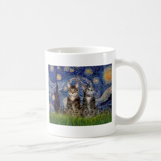 星空のトラ猫二匹 コーヒーマグカップ (右)