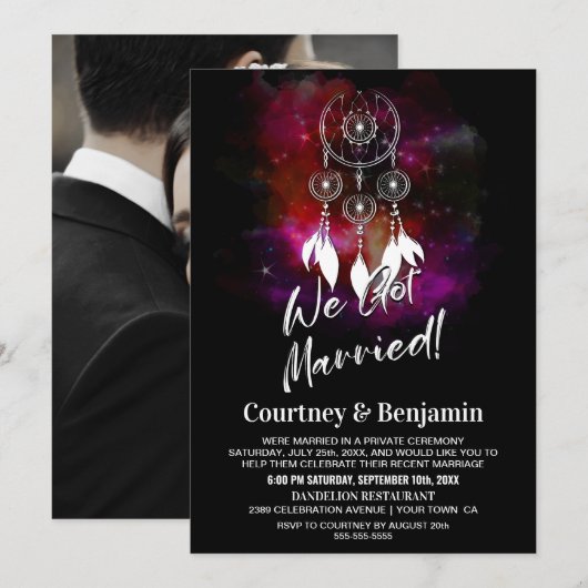 星空のドリームキャッチャー　ウェディングレセプションの写真 招待状 (正面/裏面)