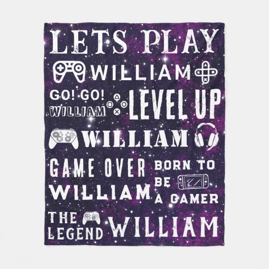 星空のナイトゲーマービデオゲームキッズパーソナライズされたズ フリースブランケット (正面)