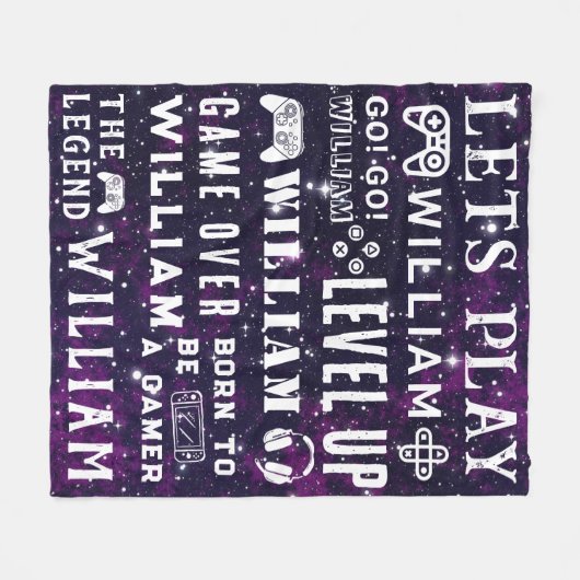 星空のナイトゲーマービデオゲームキッズパーソナライズされたズ フリースブランケット (正面(横))