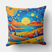 星空のナイトシュールレアリスマンガアート クッション (裏面)