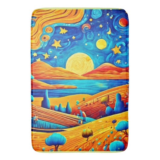 星空のナイトシュールレアリスマンガアート バスマット (正面縦)