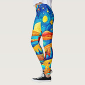 星空のナイトシュールレアリスマンガアート レギンス (左)