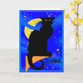 星空のナイトブラックキャット感謝してい カード (黄色い花)