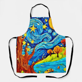 星空のナイトマンガ:シュールレアリスアインスパイアート エプロン