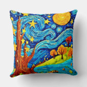 星空のナイトマンガ：シュールレアリスアインスパイアート クッション (裏面)