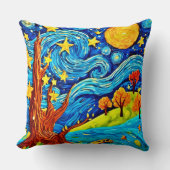 星空のナイトマンガ：シュールレアリスアインスパイアート クッション (正面)