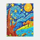 星空のナイトマンガ：シュールレアリスアインスパイアート フリースブランケット (正面)