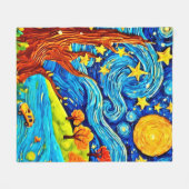 星空のナイトマンガ：シュールレアリスアインスパイアート フリースブランケット (正面(横))