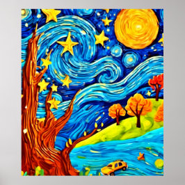 星空のナイトマンガ:シュールレアリスアインスパイアート ポスター