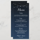 星空のナイト農村ウェディングディナーメニュー メニュー (正面/裏面)