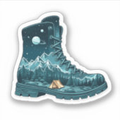 星空のハイキングブーツ ステッカー | 型抜きステッカー シール (正面)