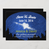 星空のハート 星空の夜の結婚式 Save the Date カード (正面/裏面)
