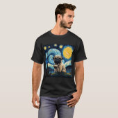 星空のパグ ゴッホ風犬の絵 Tシャツ (正面フル)