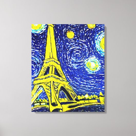 星空のパリ フランス キャンバスプリント (正面)