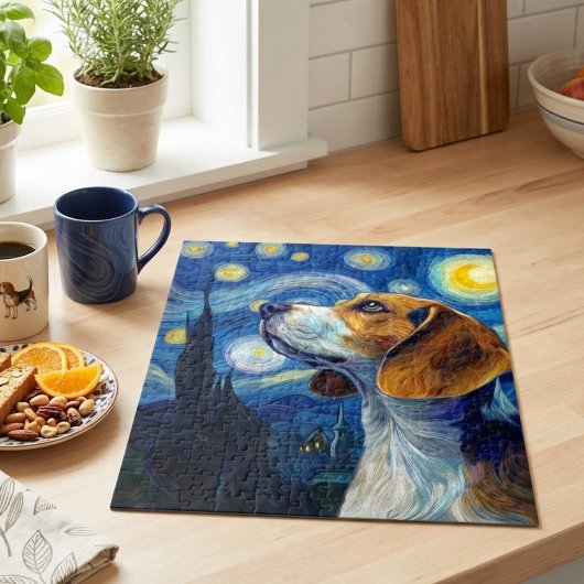 星空のビーグル犬 印象派アート ジグソーパズル