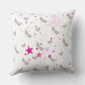 星空のピンクの月と星マルディグラスピロー クッション (裏面)