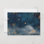 星空のミッドナイトブルーの星と月の結婚式 出欠カード (裏面)