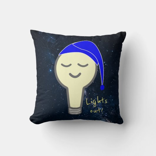星空のライトアウト電球 クッション (正面)