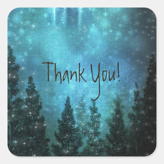 星空のライトパイン素朴ツリーカントリーウェディング スクエアシール (正面)