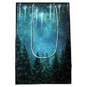 星空のライトパイン素朴ツリーカントリーウェディング ミディアムペーパーバッグ (裏面)