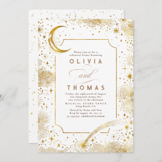 星空の三日月のリハーサルディナー 招待状 (正面/裏面)