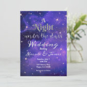 星空の下での夜 紫色の星空のウェディング 招待状 (スタンド正面)