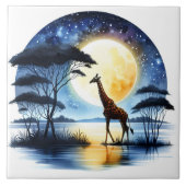 星空の下で月に照らされた湖のそばのキリン タイル (正面)