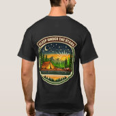 星空の下で眠るキャンプTシャツ Tシャツ (裏面)