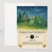 星空の下で眠るドラゴン 誕生日 招待状 (正面/裏面)