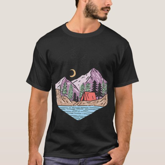 星空の下で眠ろう キャンプシャツ レトロキャンパー Tシャツ (正面)