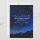 星空の下で、サンタクロースがトナカイと共に飛ぶ シーズンカード (裏面)