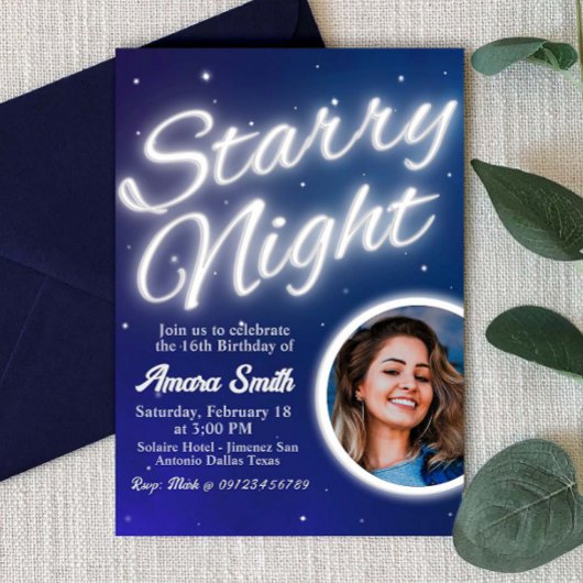 星空の下で - 写真と一緒に 招待状