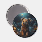 星空の下にかわいい動物 マグネット (正面/裏面)