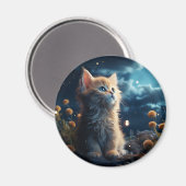 星空の下にかわいい動物 マグネット (正面/裏面)