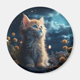 星空の下にかわいい動物 マグネット