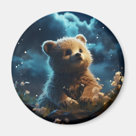 星空の下にかわいい動物 マグネット