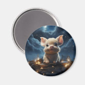 星空の下にかわいい動物 マグネット (正面/裏面)