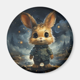 星空の下にかわいい動物 マグネット