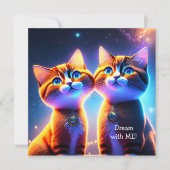 星空の下にかわいい猫カップル –  (正面)