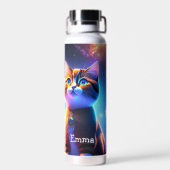 星空の下にかわいい猫カップル – ウォーターボトル (背面)