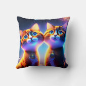 星空の下にかわいい猫カップル –  クッション (裏面)