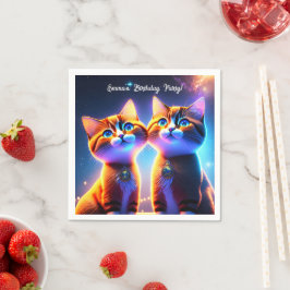 星空の下にかわいい猫カップル –  スタンダードカクテルナプキン