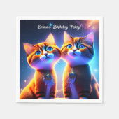 星空の下にかわいい猫カップル –  スタンダードカクテルナプキン (正面)